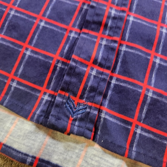 Buttercloth Shirt Men's L Regular Fit Blue Red Check Preppy Flip Cuff Button Up - Picture 6 of 11